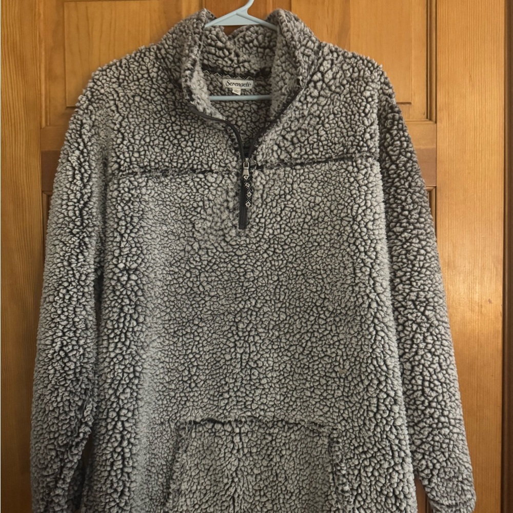 Cozy Gray Sherpa Pullover